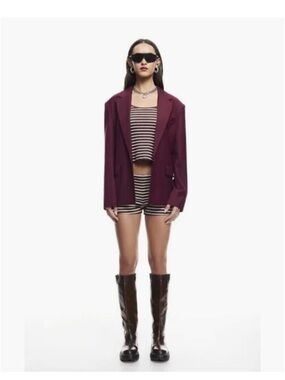 Lioness Chloe Tailored Oversize Blazer in Wine